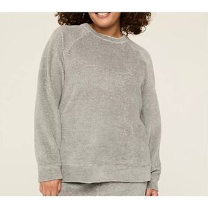 LIVI $69 Metallic Velvet Sweatshirt gray women's 26/284X NEW